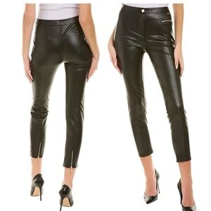 ARMANI EXCHANGE Black Cropped Faux Leather Skinny Pants w Ankle Zippers